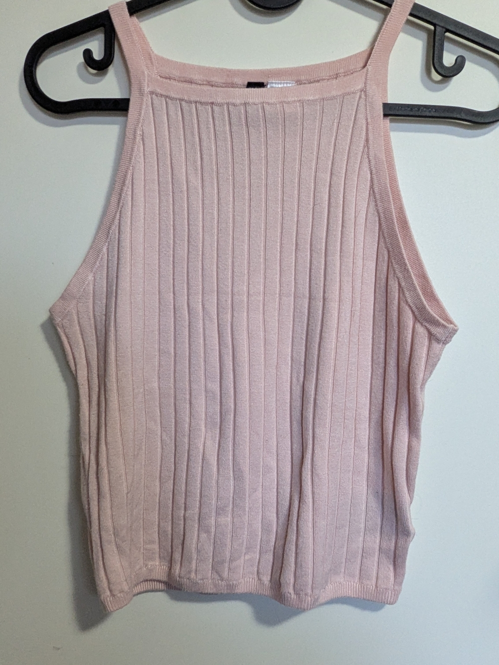Blush Pink Ribbed High-Neck Tank